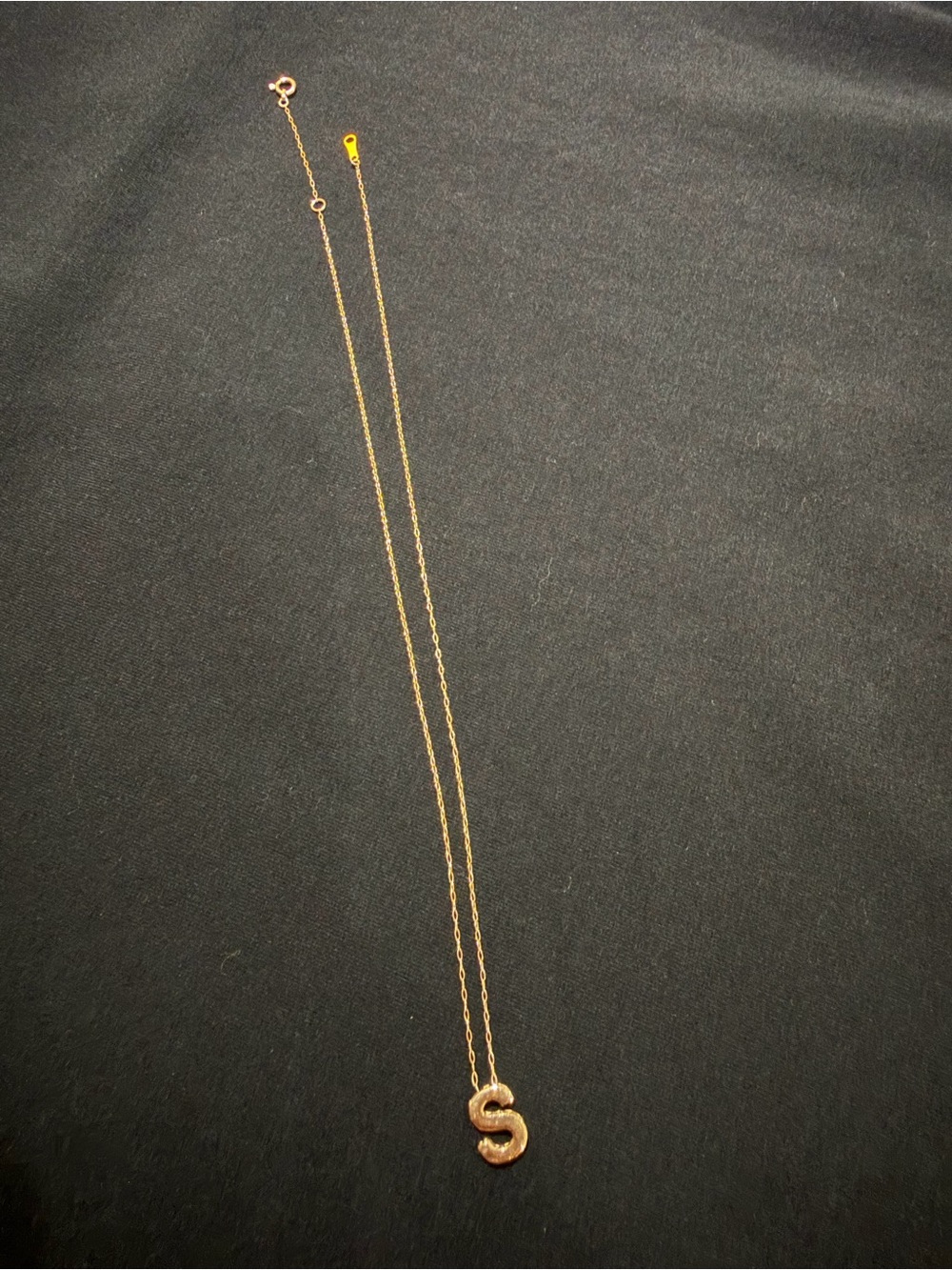 Unused Real Dainty S Initial K18 Pink Gold Pendant Necklace 40cm - Women Jewelry
